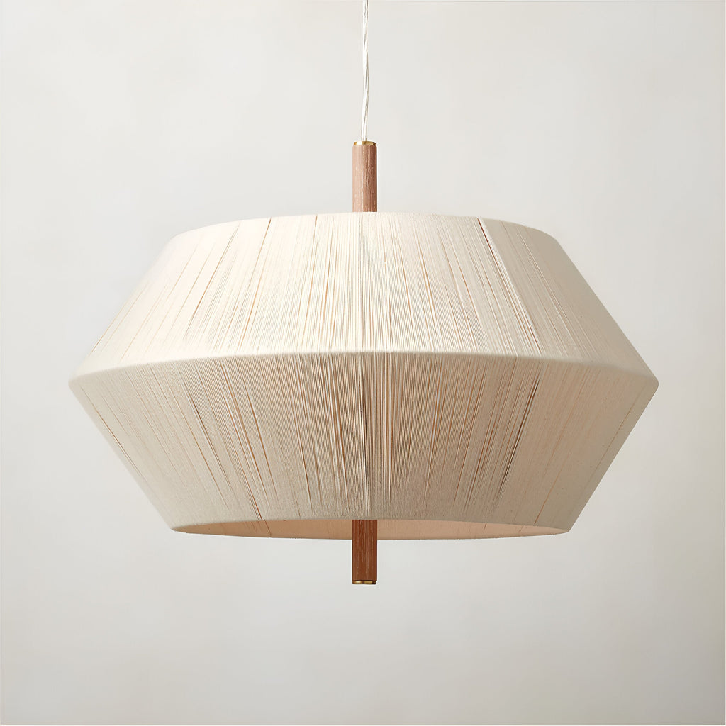 Japandi Totora Rope Wrapped Oak Pendant Light