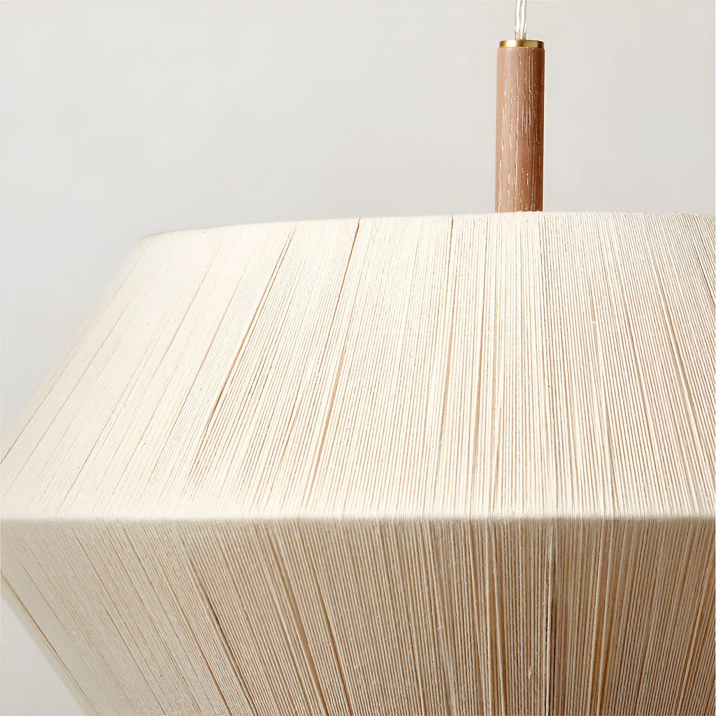 Japandi Totora Rope Wrapped Oak Pendant Light