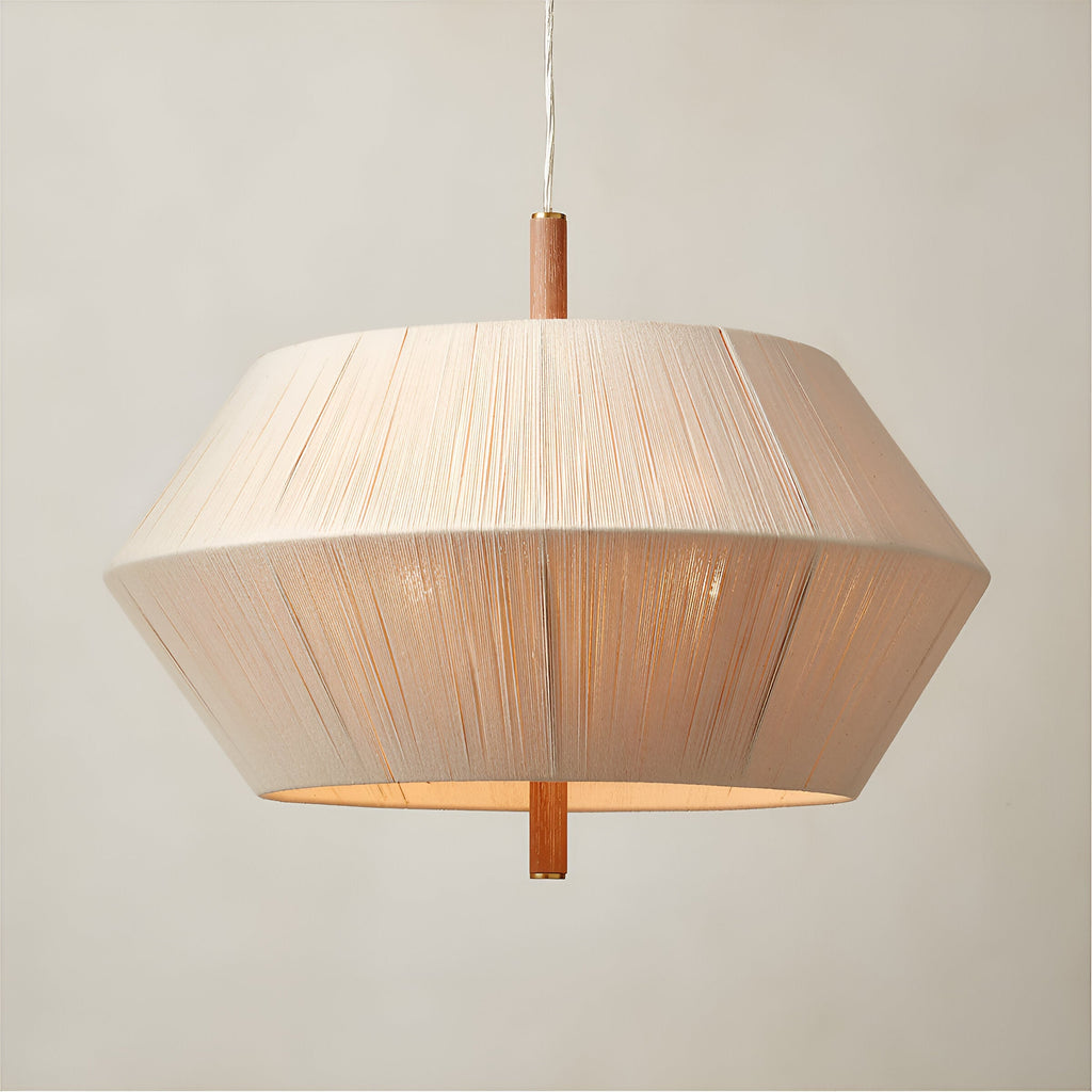 Japandi Totora Rope Wrapped Oak Pendant Light