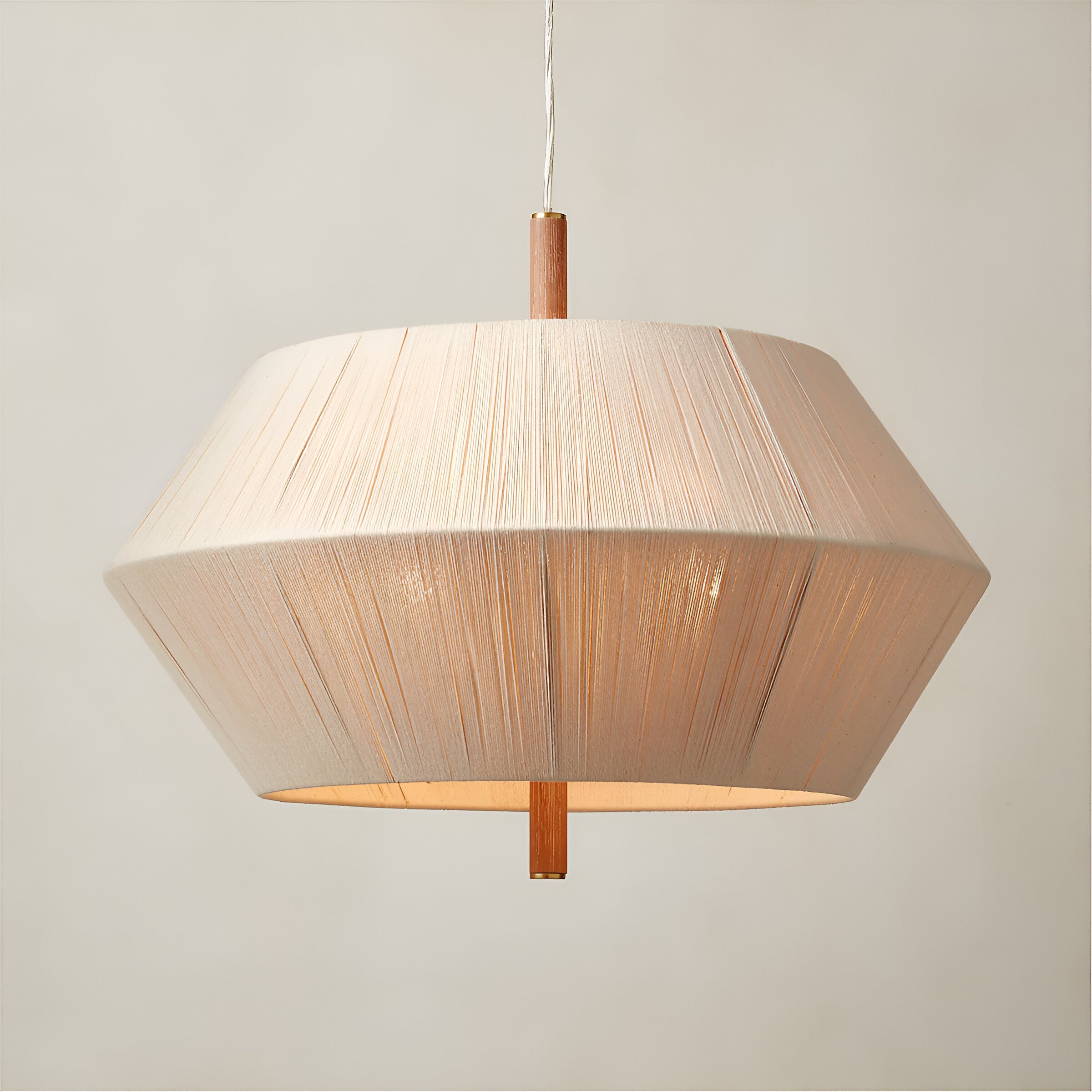 Japandi Totora Rope Wrapped Oak Pendant Light