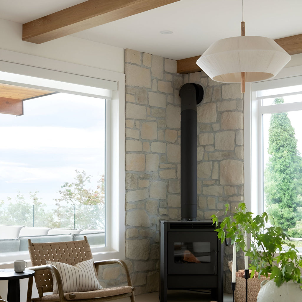 Japandi Totora Rope Wrapped Oak Pendant Light