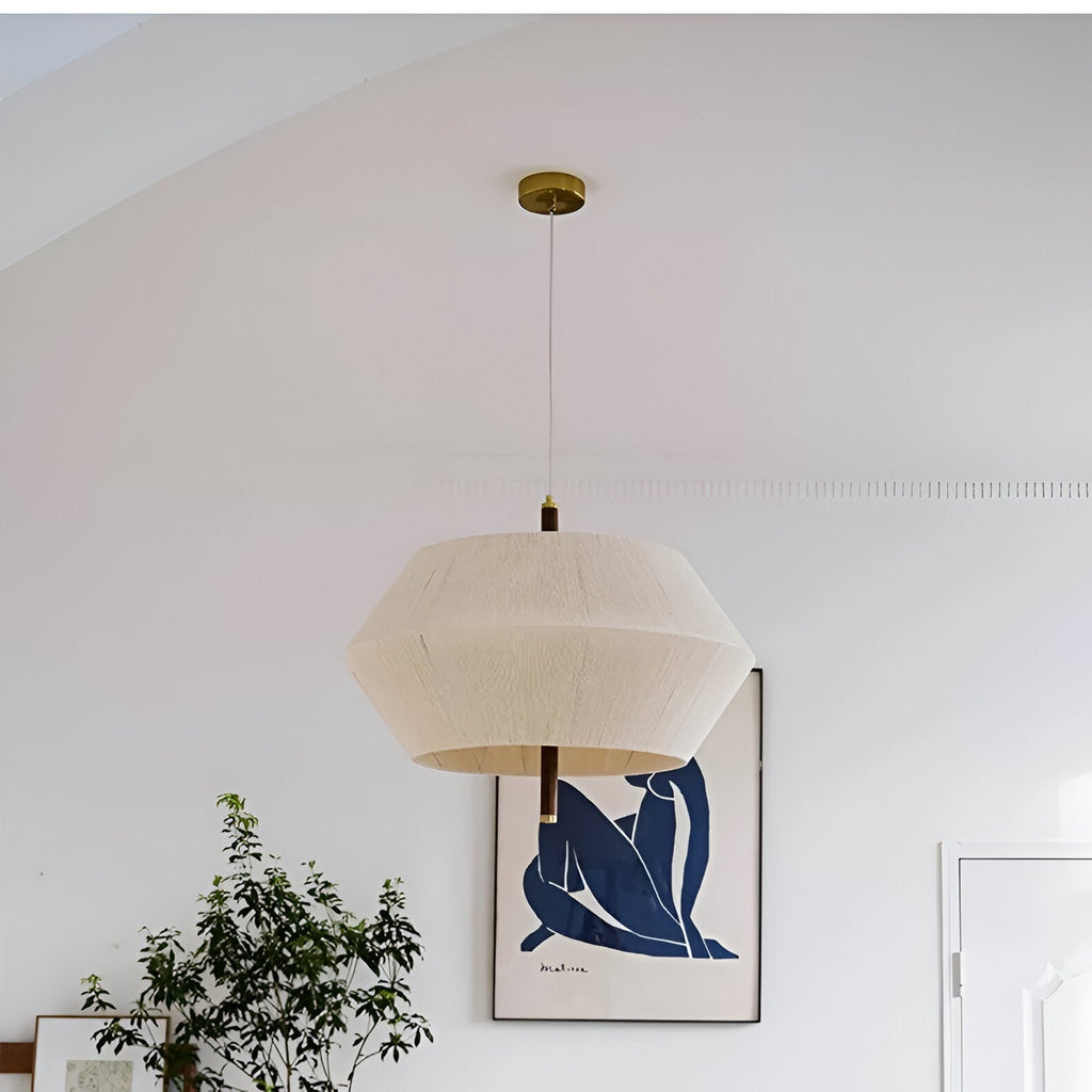 Japandi Totora Rope Wrapped Oak Pendant Light