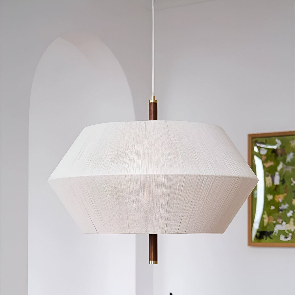 Japandi Totora Rope Wrapped Oak Pendant Light