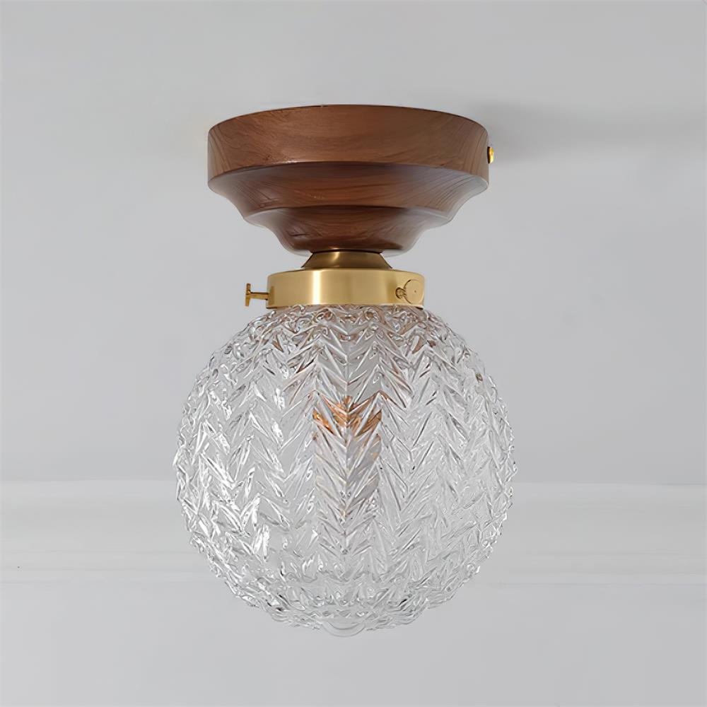 Retro Style Carved Glass Spherical Lumidora Ceiling Light