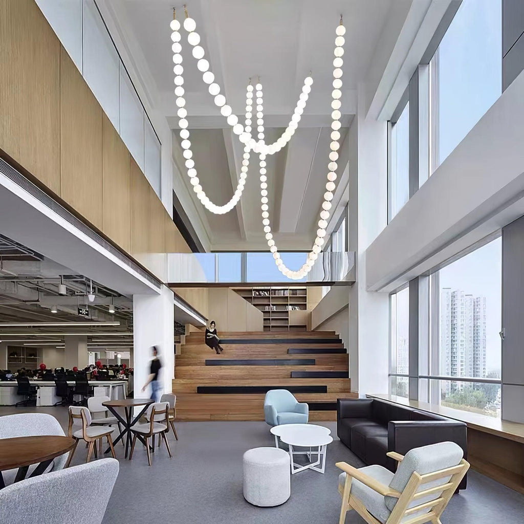 Pearl Necklace Japandi Acrylic Brass Chandelier