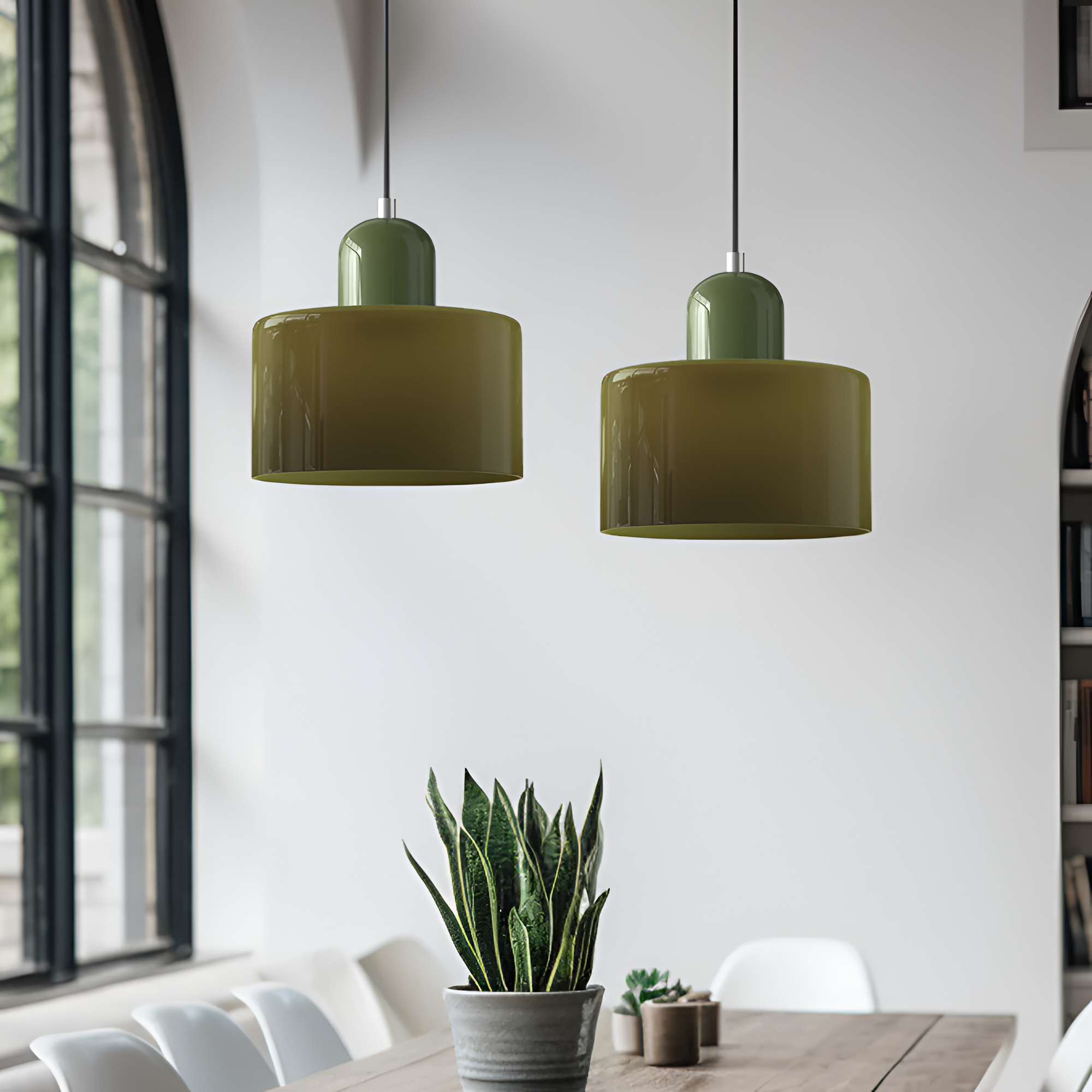 Nordic Iron Body Two-Tone Glass Pendant Light