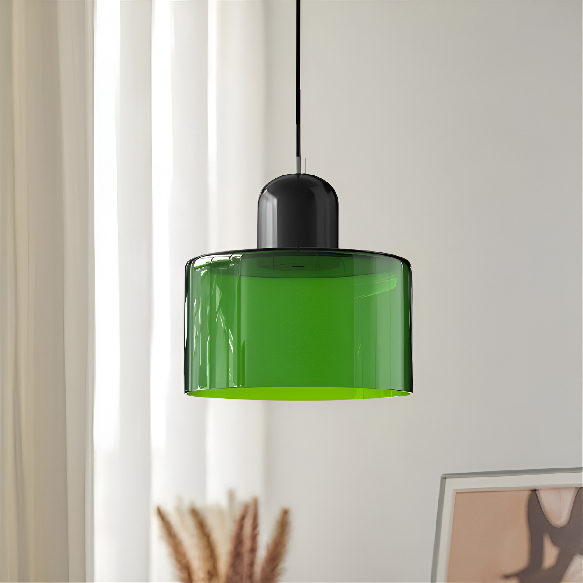 Nordic Iron Body Two-Tone Glass Pendant Light