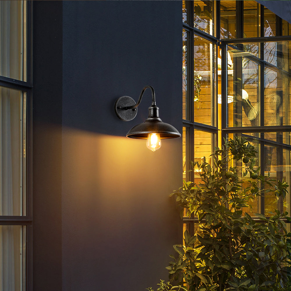 Industrial Bowl Shaped Iron Outdoor Wall Light
