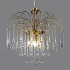 Teardrop Waterfall Crystal Glass Brass Chandelier