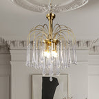 Teardrop Waterfall Crystal Glass Brass Chandelier
