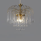 Teardrop Waterfall Crystal Glass Brass Chandelier
