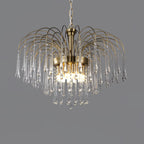 Teardrop Waterfall Crystal Glass Brass Chandelier