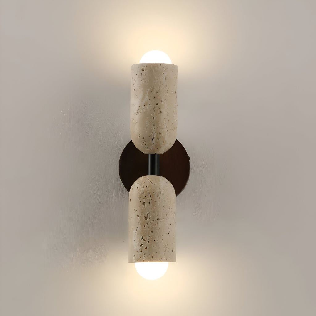 Merrill Travertine and Wood LED Wall Light