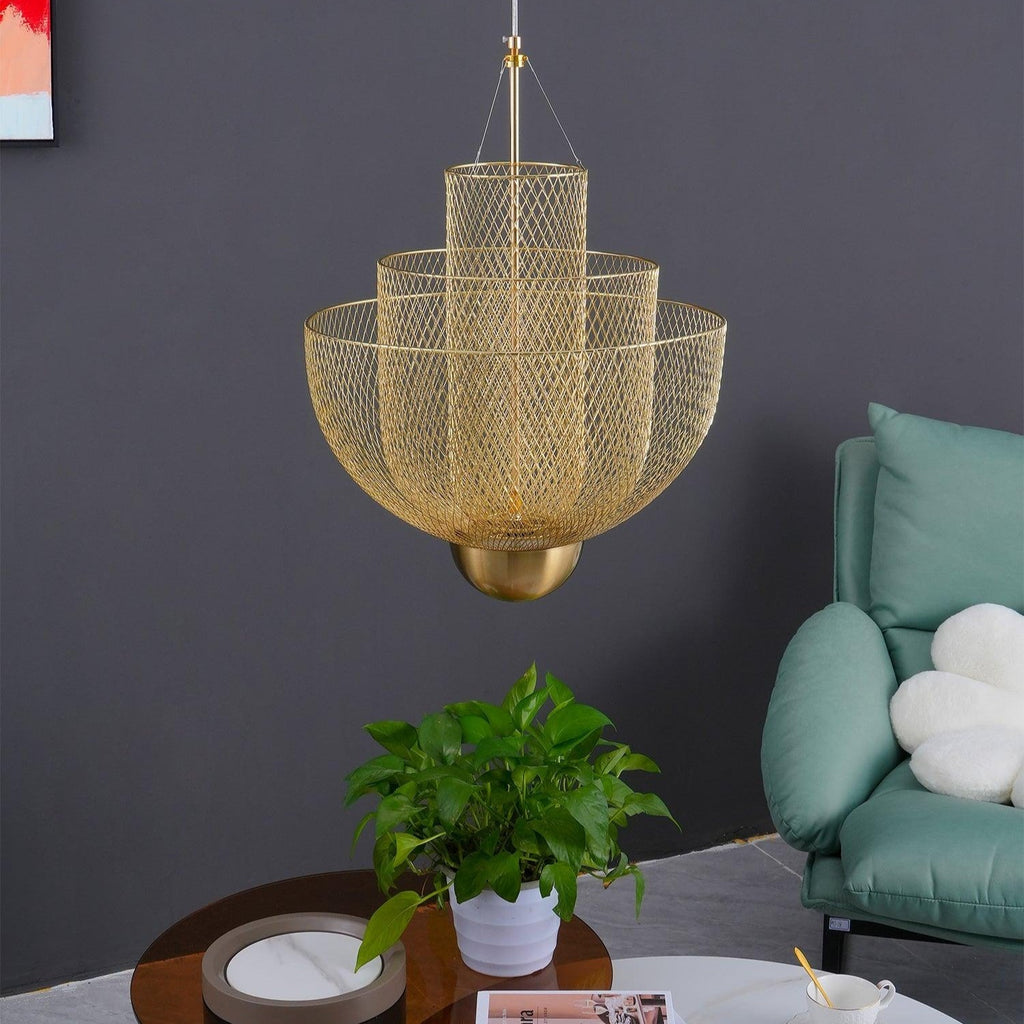 Radiant Wirelight Sculptural Japandi Metal Pendant Light