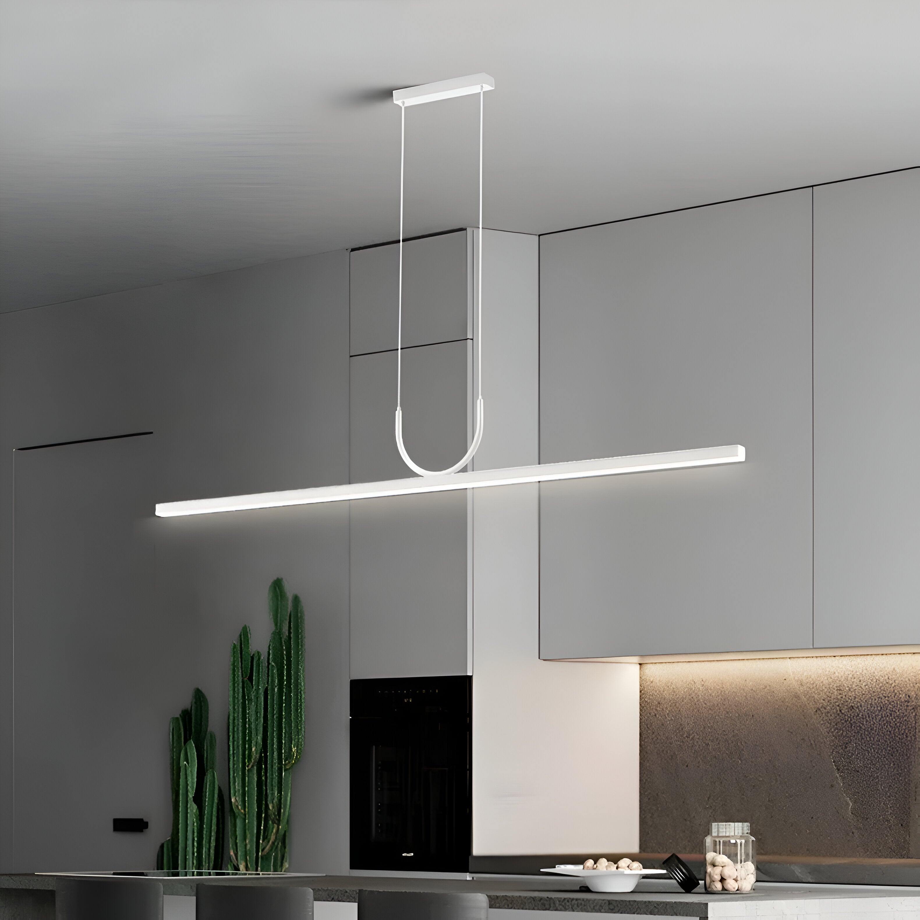 Minimalist Acrylic U-Shaped Linear LED Pendant Light