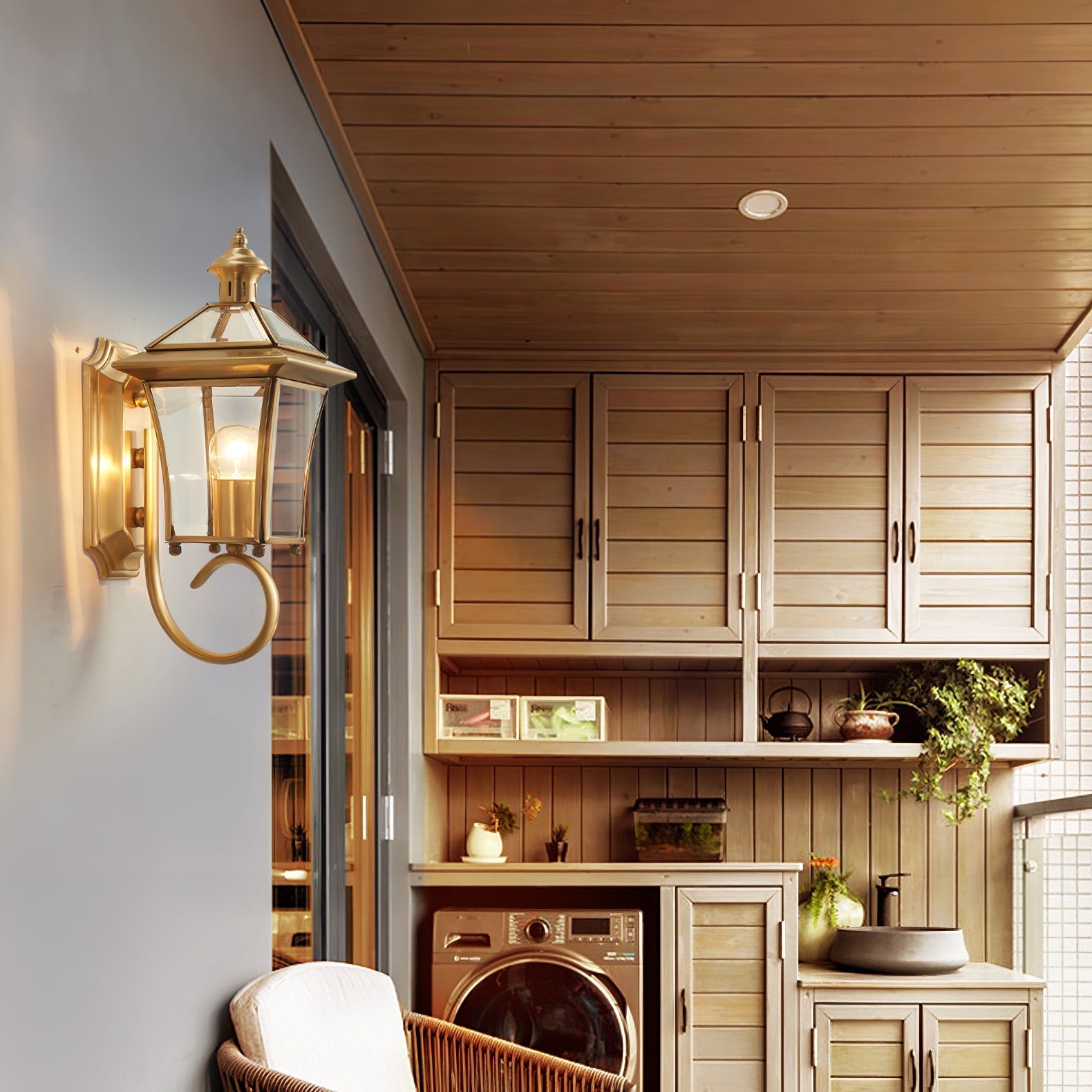 Monterey Retro Brass Outdoor Wall Lantern