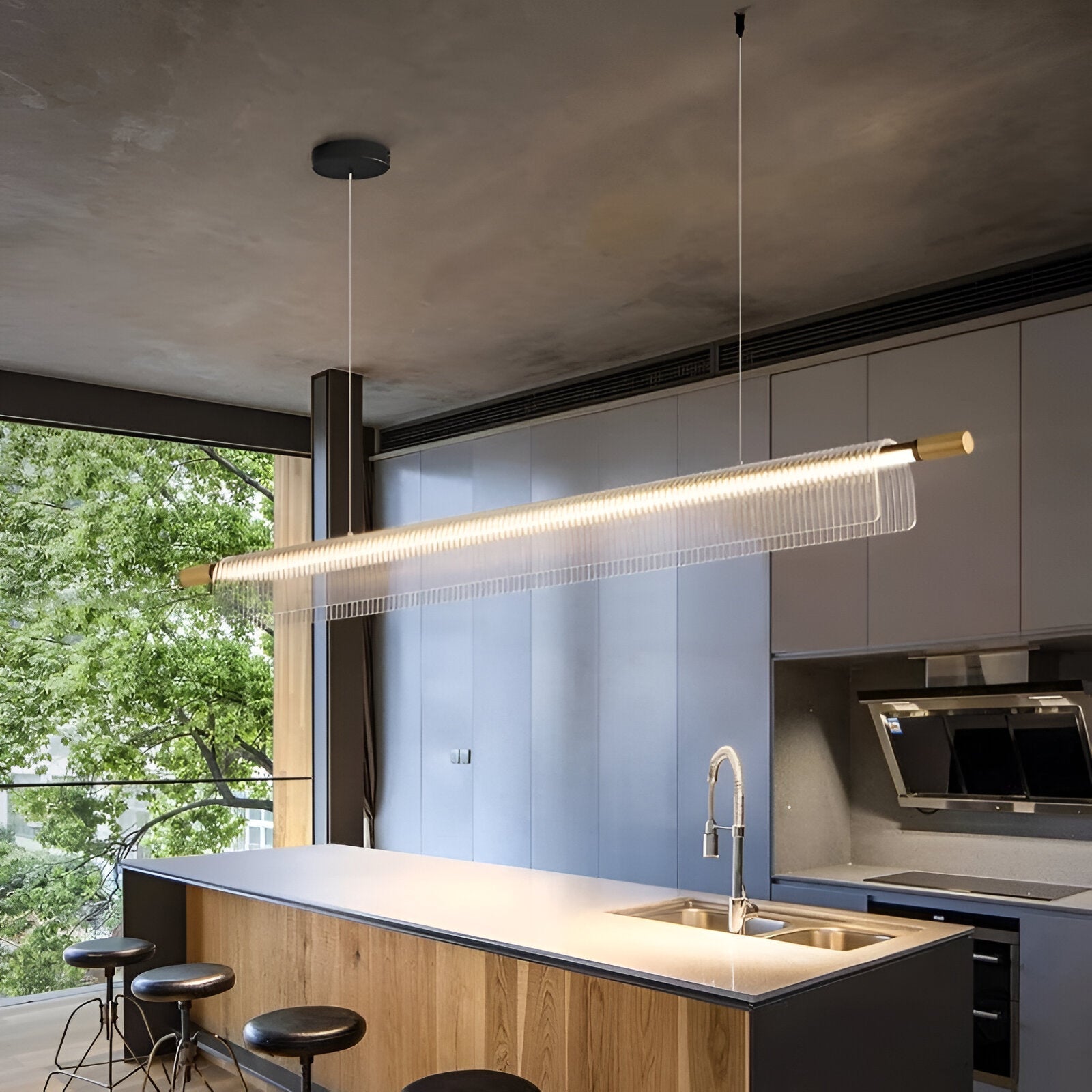 Nordic Acrylic Linear Iron Strip Pendant Light