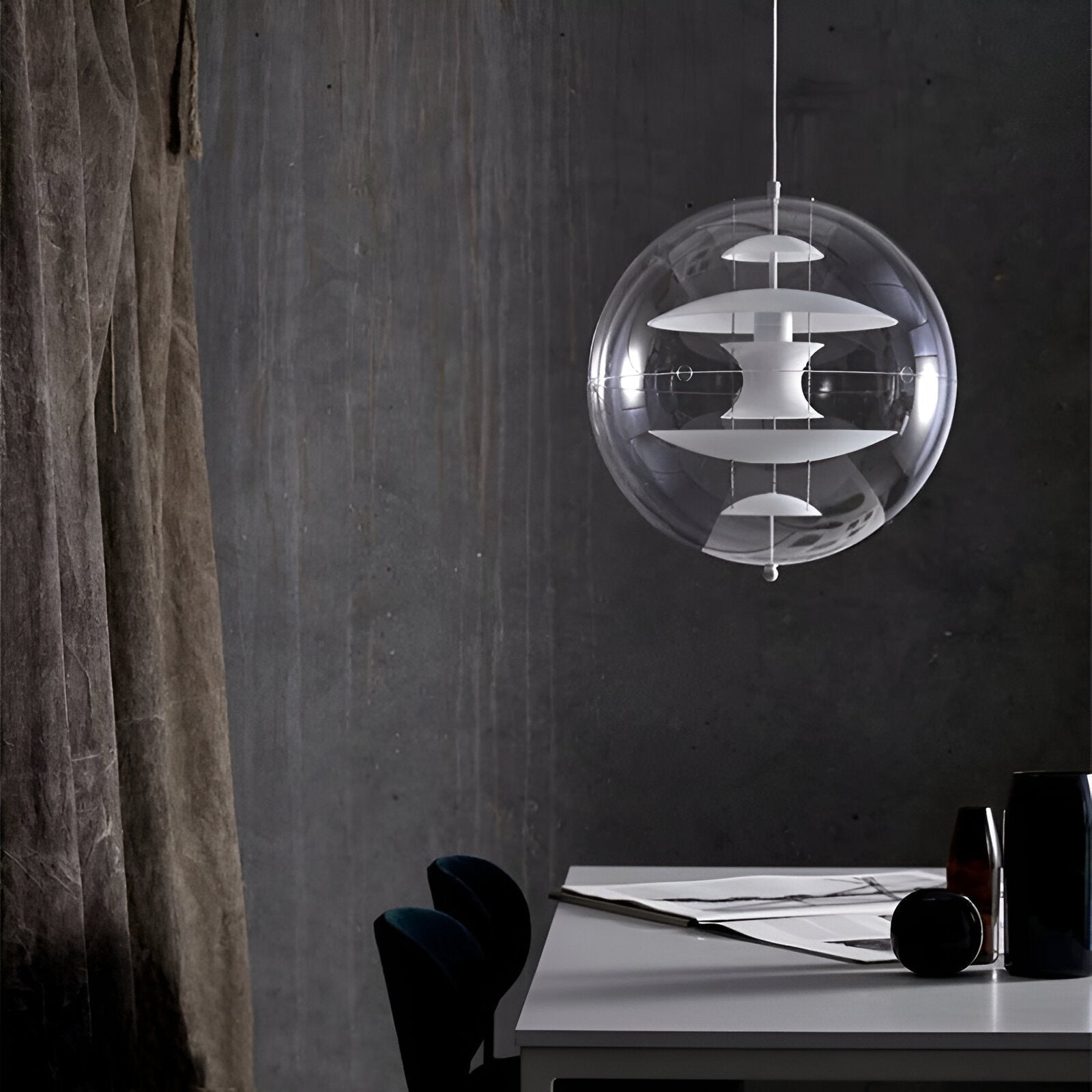 Nordic Acrylic Shade Iron Finish Alena Pendant Light