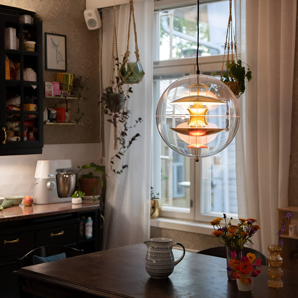 Nordic Acrylic Shade Iron Finish Alena Pendant Light