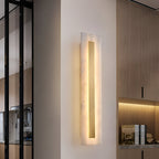 Nordic Brass Linear Alabaster Marble Wall Light