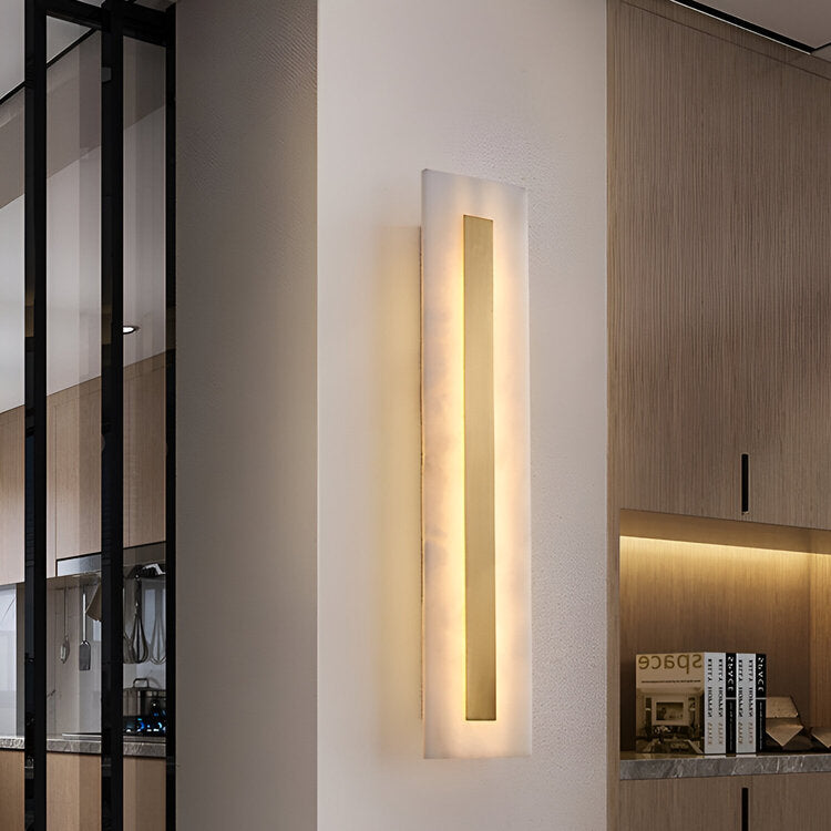 Nordic Brass Linear Alabaster Marble Wall Light