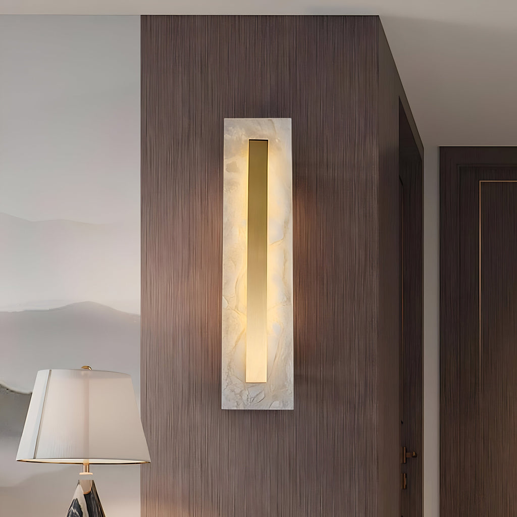 Nordic Brass Linear Alabaster Marble Wall Light