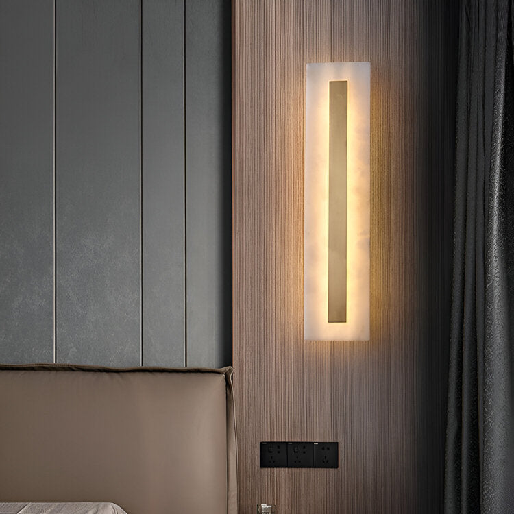 Nordic Brass Linear Alabaster Marble Wall Light