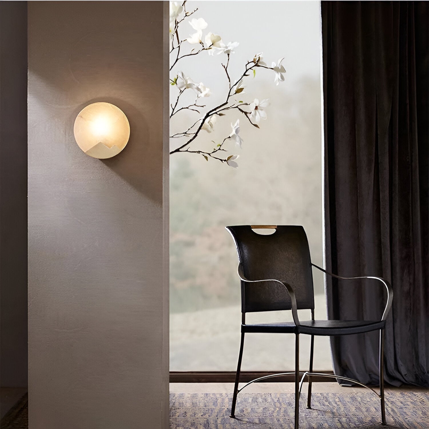 Marble Copper Moon Wall Light