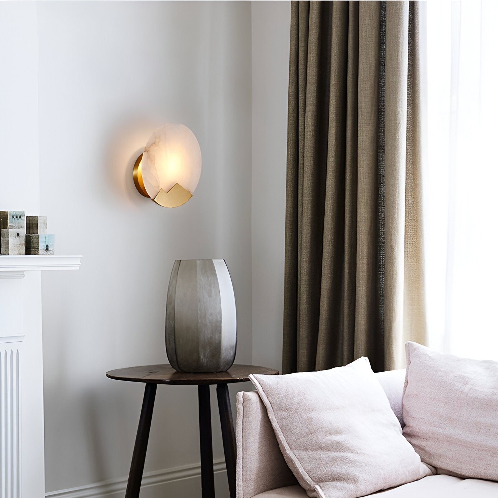 Marble Copper Moon Wall Light