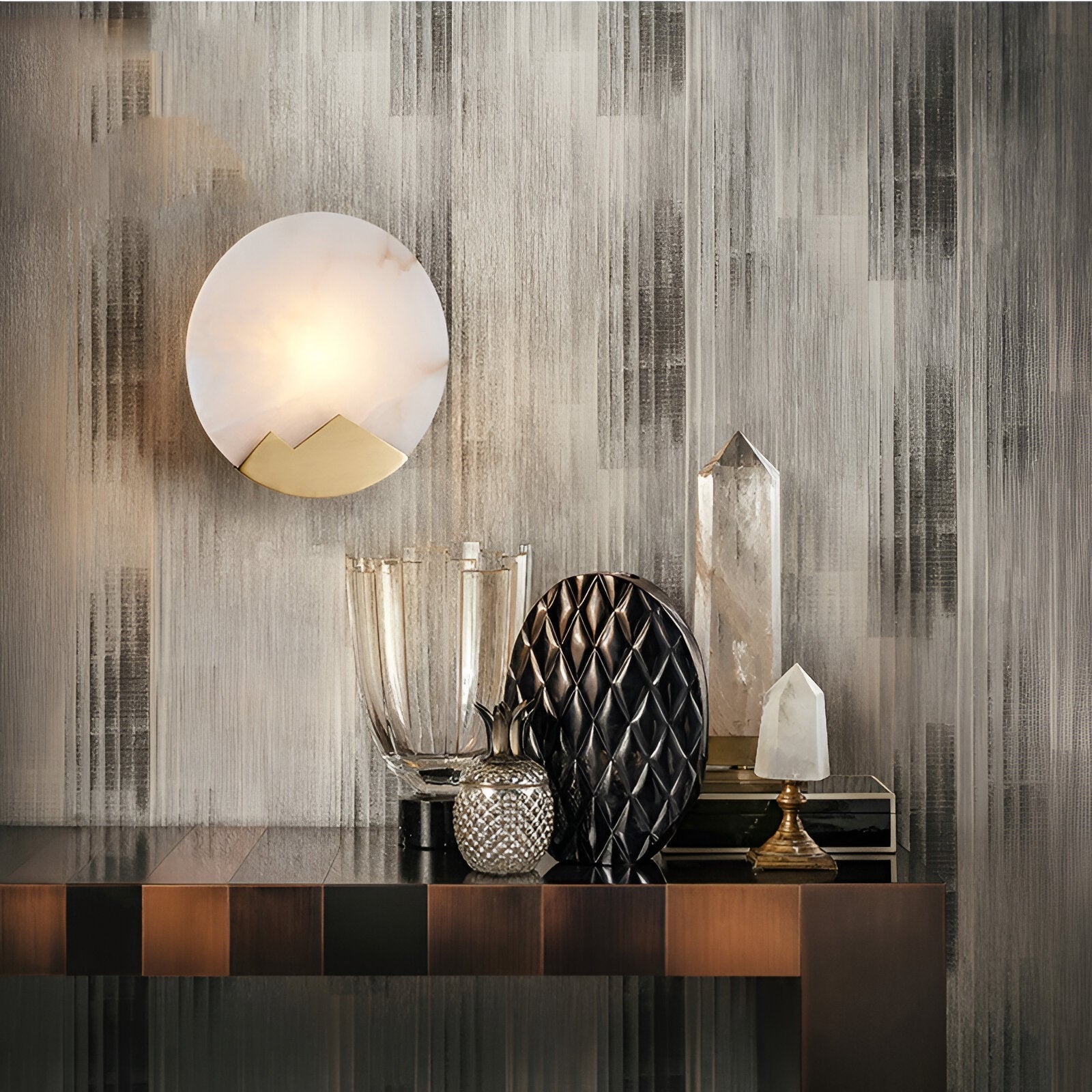 Marble Copper Moon Wall Light