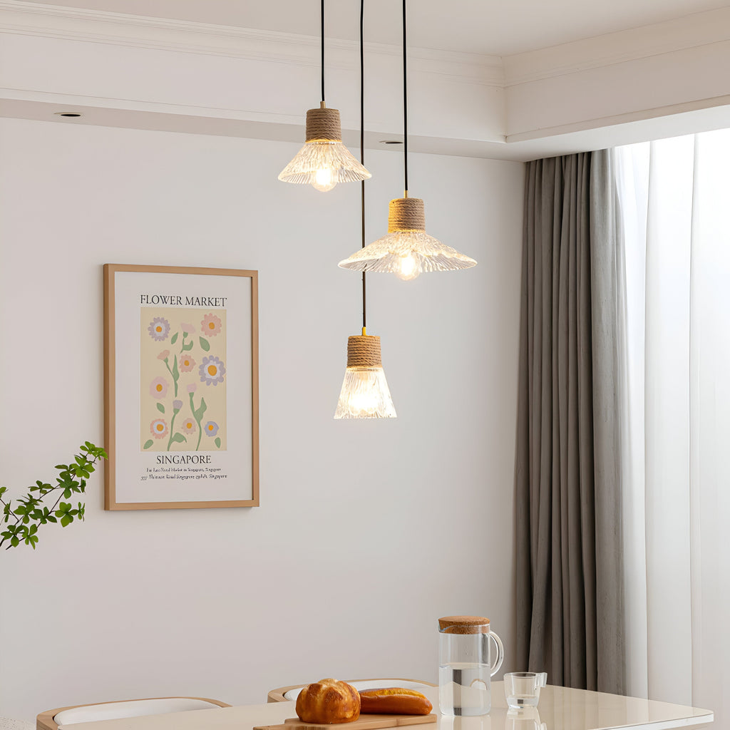 Nordic Hemp Rope Glass Pendant Light