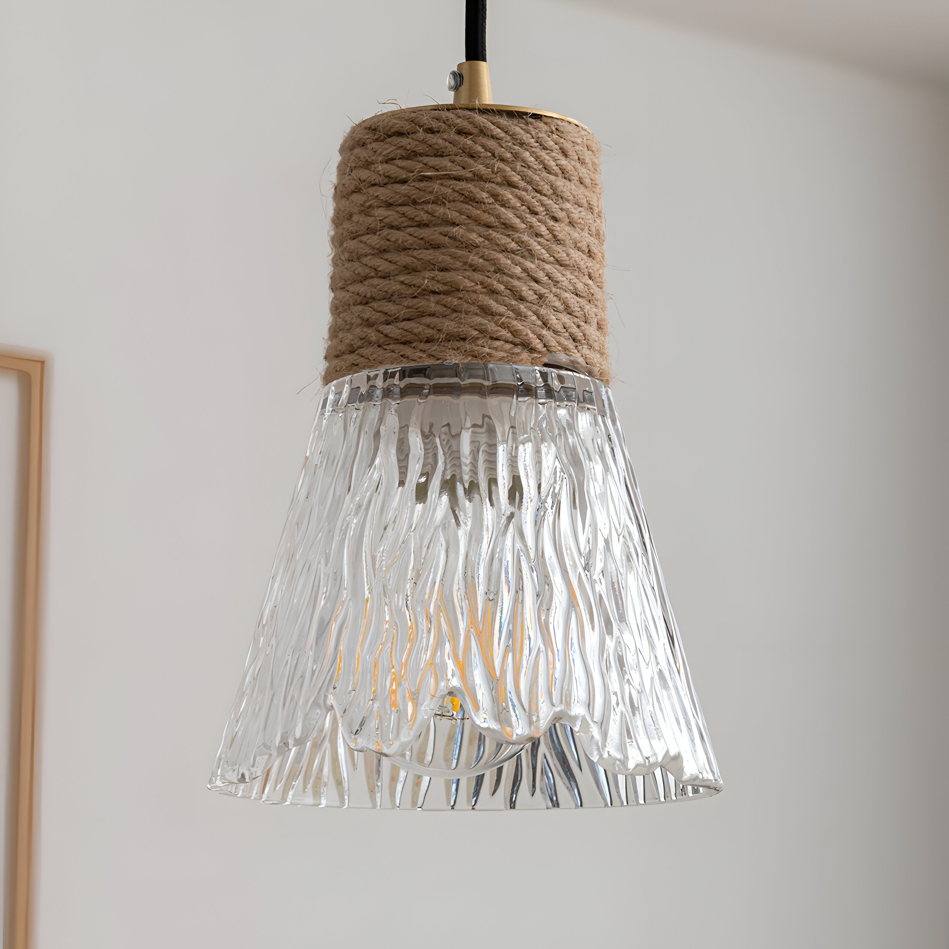 Nordic Hemp Rope Glass Pendant Light