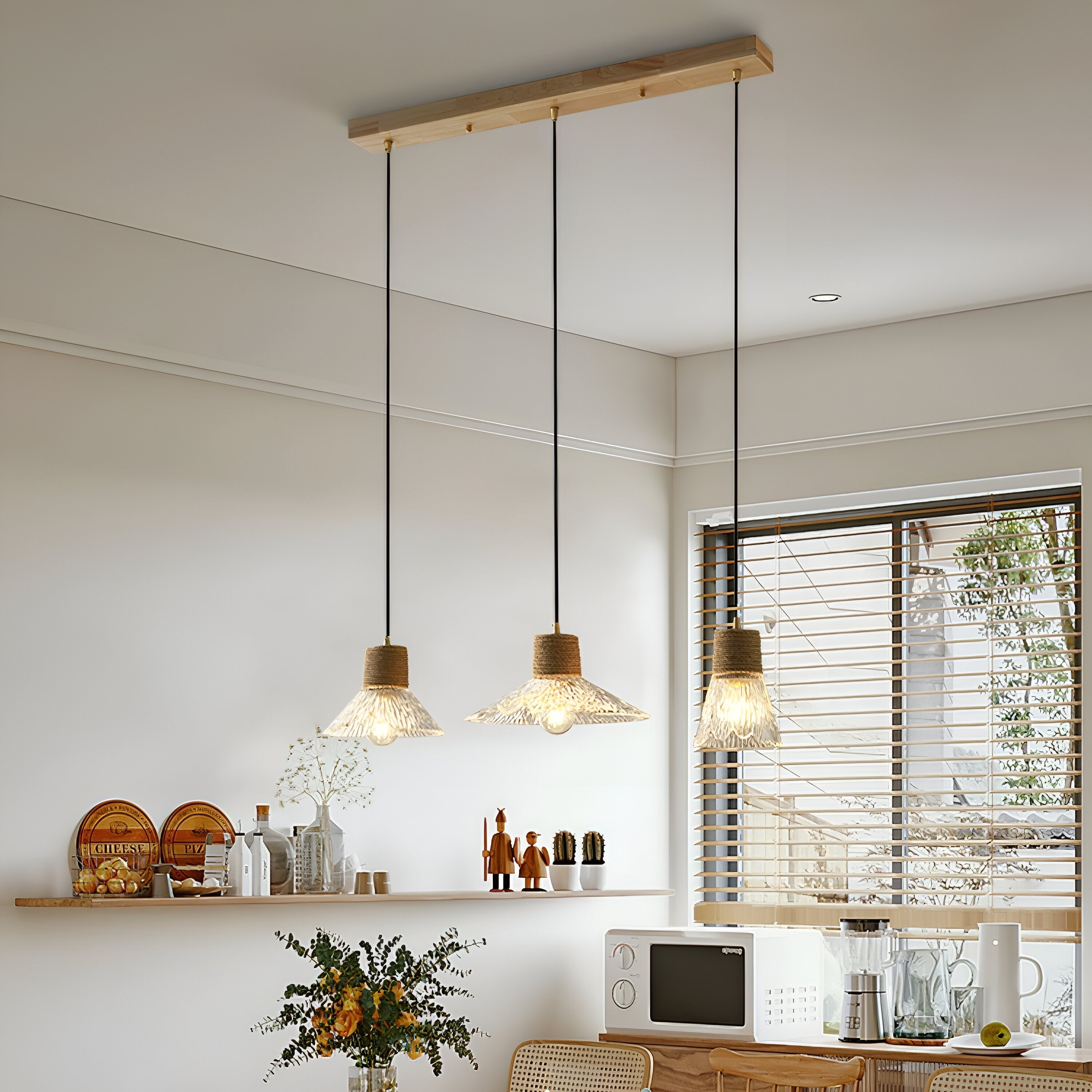 Nordic Hemp Rope Glass Pendant Light