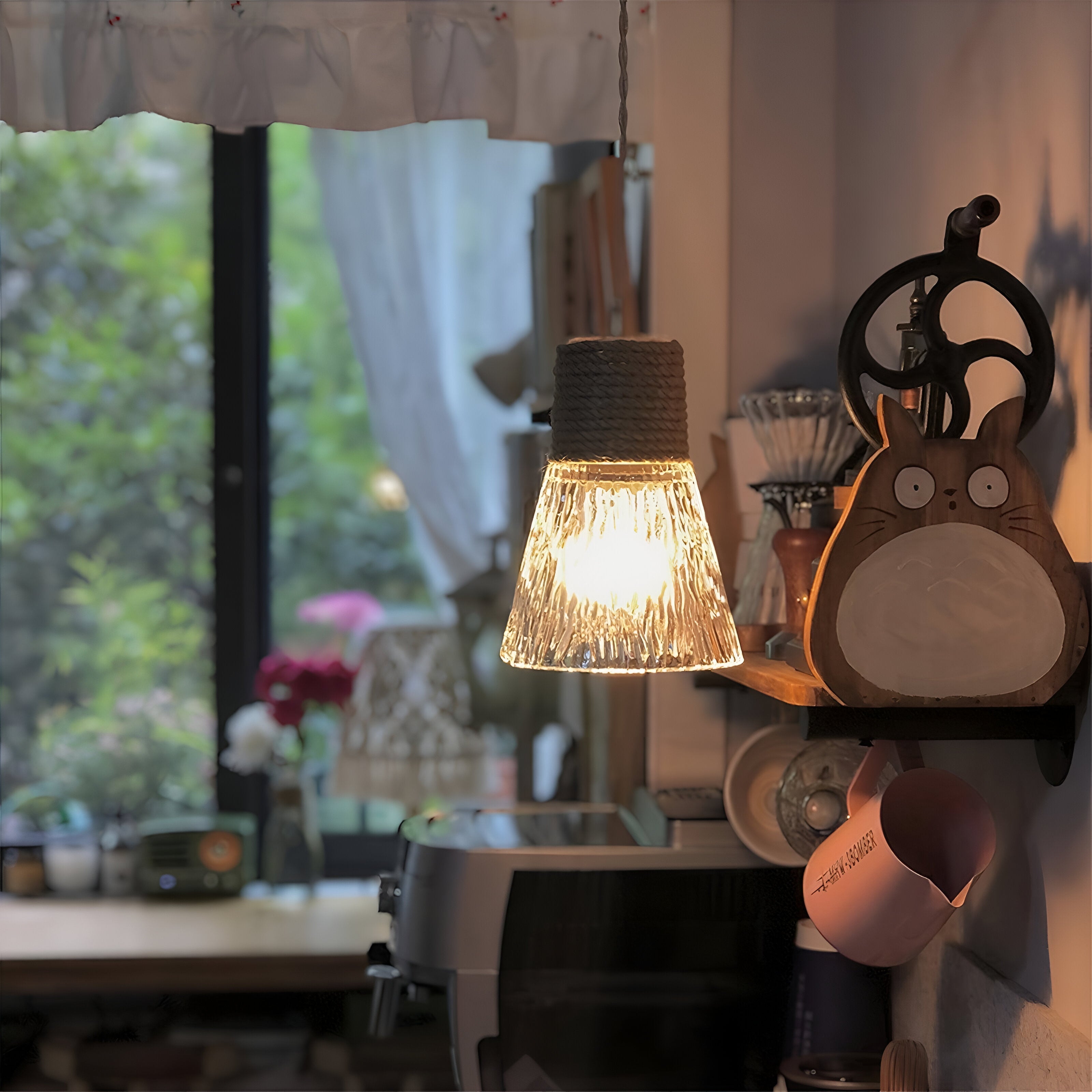 Nordic Hemp Rope Glass Pendant Light