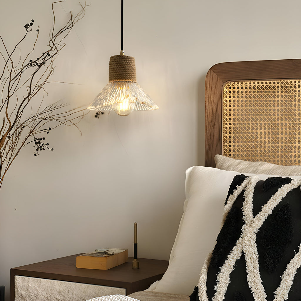 Nordic Hemp Rope Glass Pendant Light