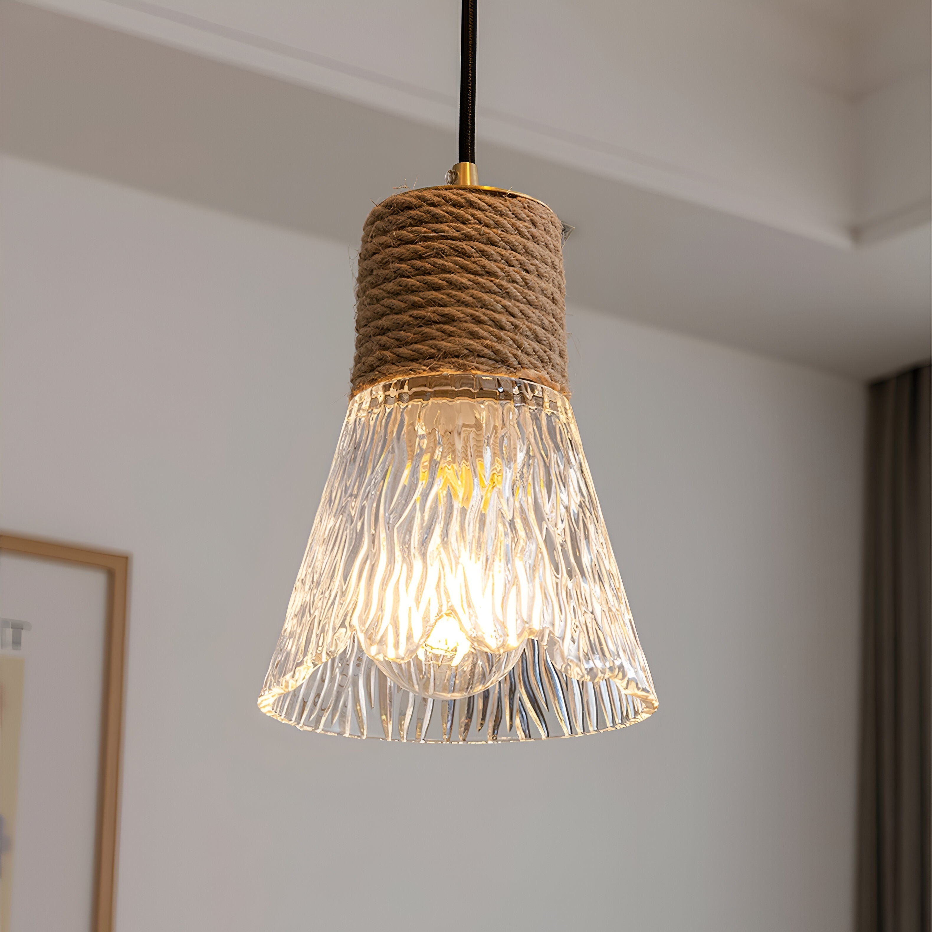 Nordic Hemp Rope Glass Pendant Light