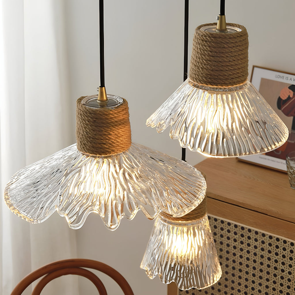 Nordic Hemp Rope Glass Pendant Light