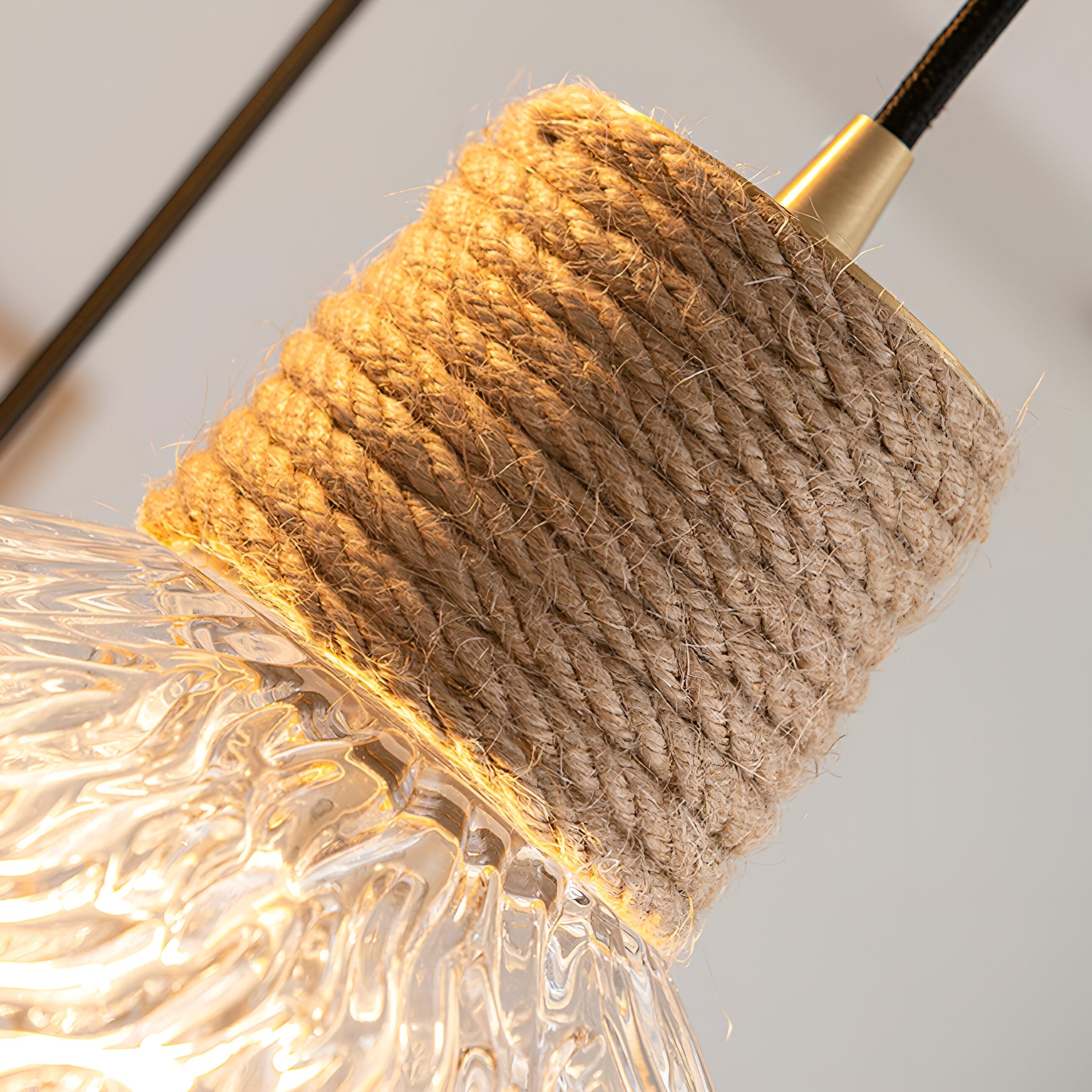Nordic Hemp Rope Glass Pendant Light