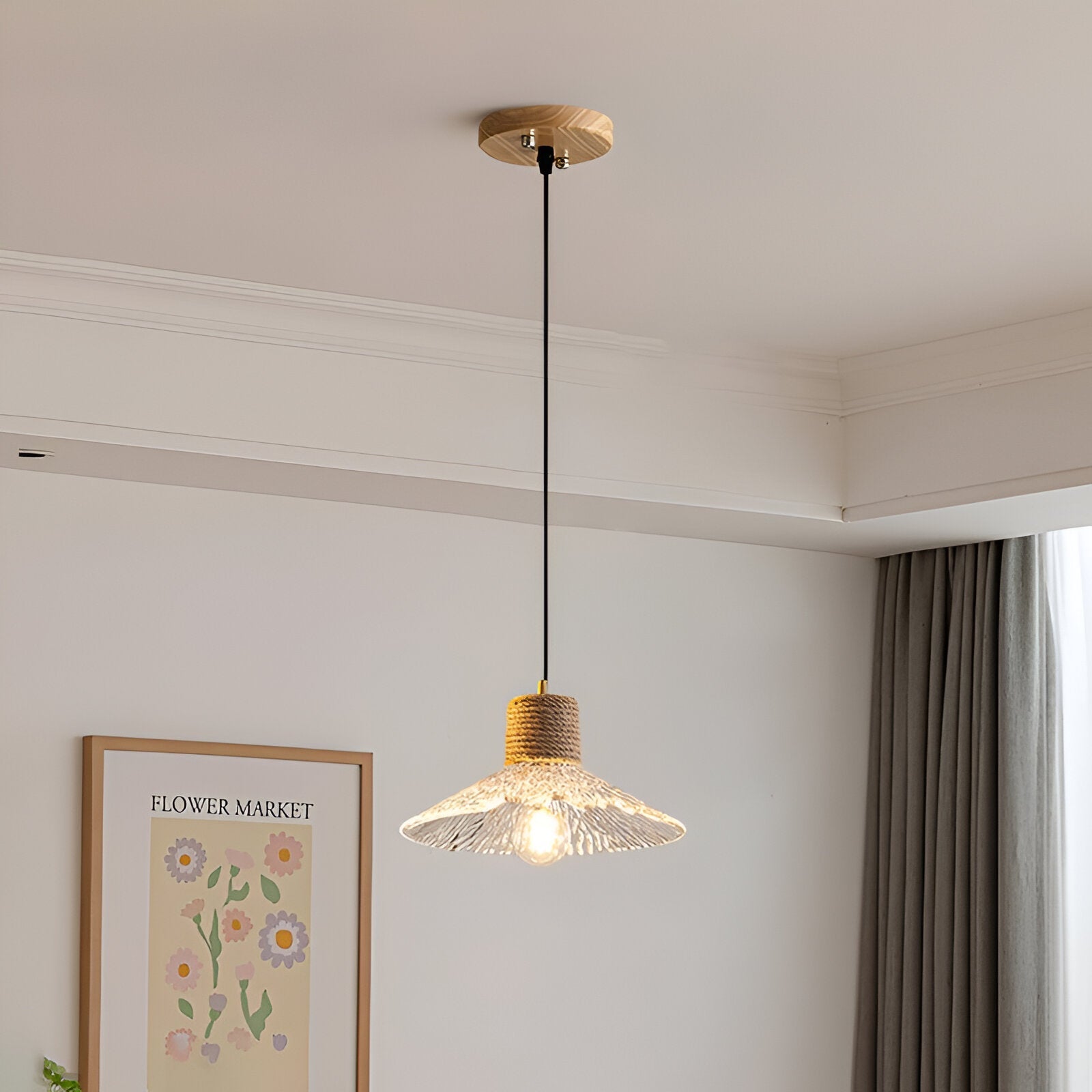 Nordic Hemp Rope Glass Pendant Light
