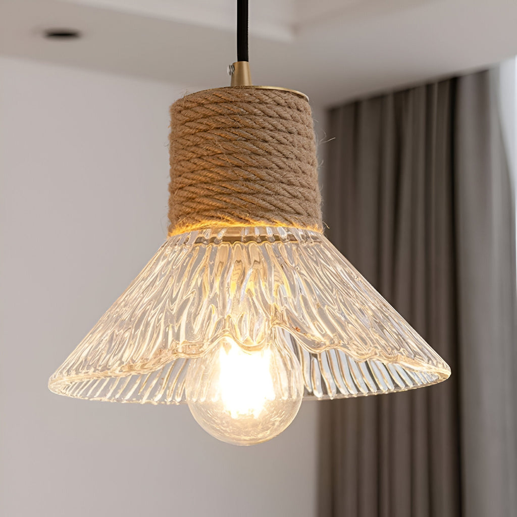 Nordic Hemp Rope Glass Pendant Light