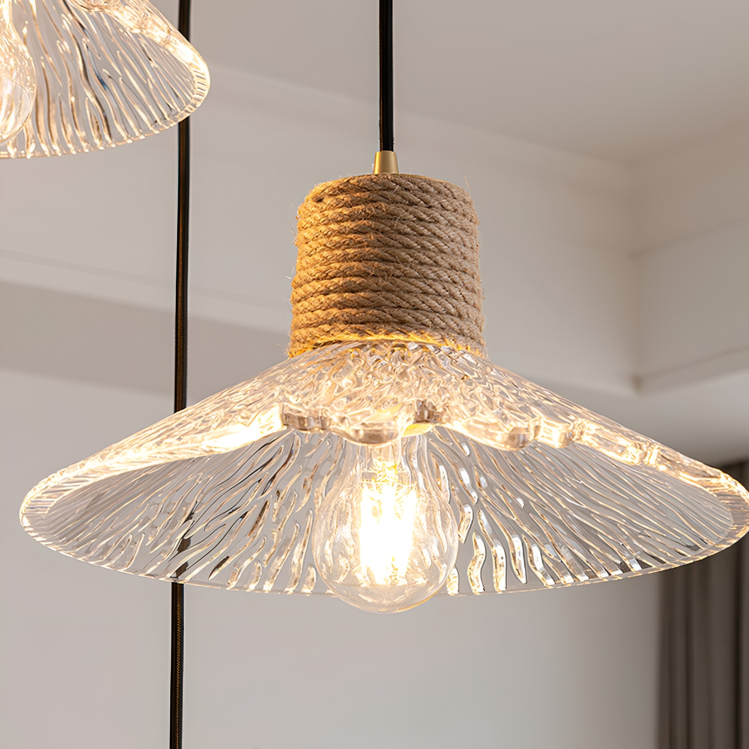 Nordic Hemp Rope Glass Pendant Light