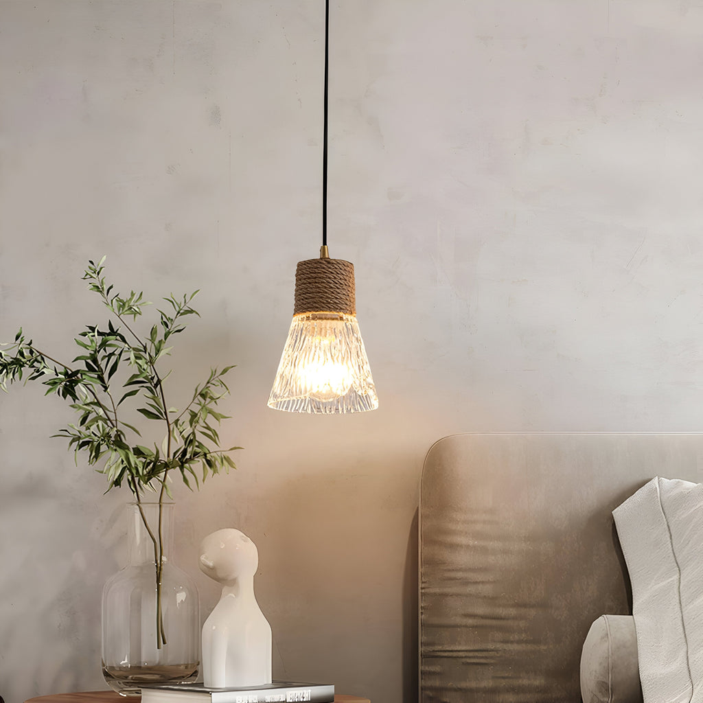 Nordic Hemp Rope Glass Pendant Light