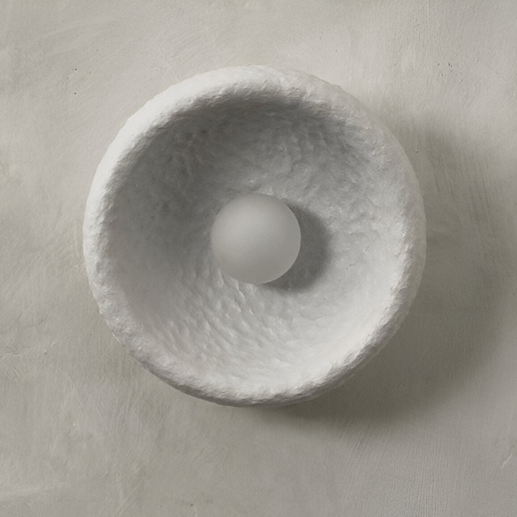 Nordic Lunar Textured Resin Glass Shade Wall Light