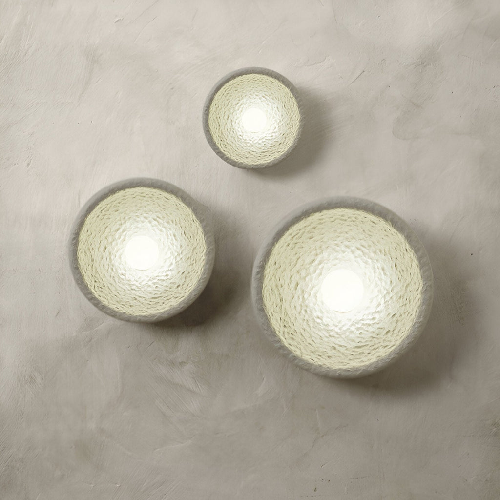 Nordic Lunar Textured Resin Glass Shade Wall Light