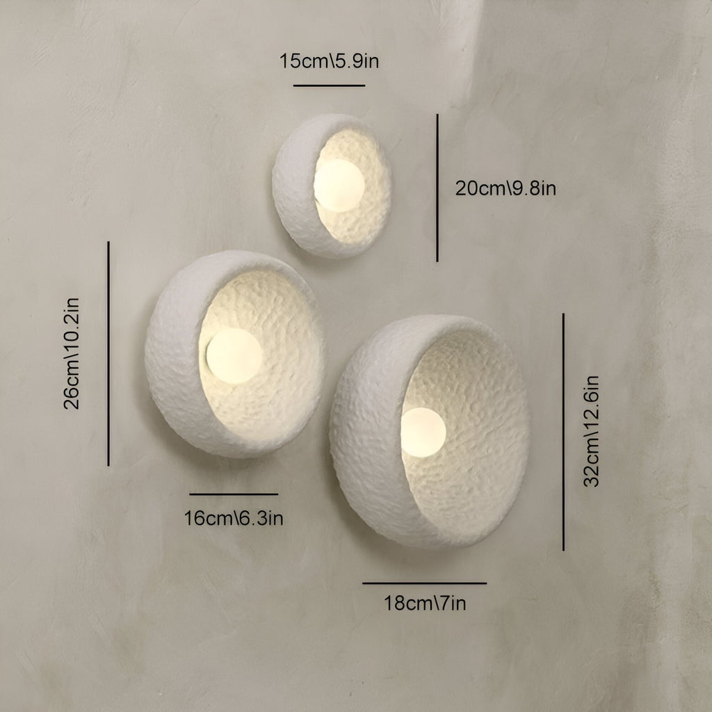 Nordic Lunar Textured Resin Glass Shade Wall Light