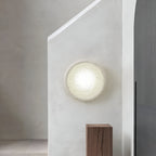 Nordic Lunar Textured Resin Glass Shade Wall Light