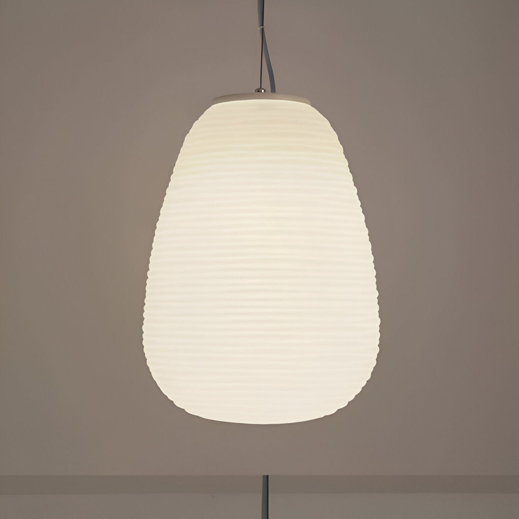 Nordic Modern Ribbed Opal White Globe Glass Pendant Light