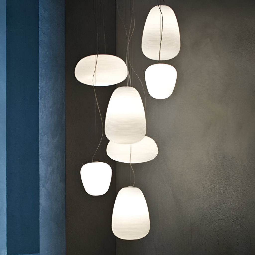 Nordic Modern Ribbed Opal White Globe Glass Pendant Light