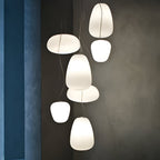 Nordic Modern Ribbed Opal White Globe Glass Pendant Light