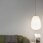 Nordic Modern Ribbed Opal White Globe Glass Pendant Light